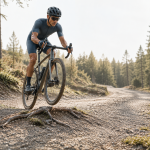 Gravel-Fahrer auf einem Waldweg